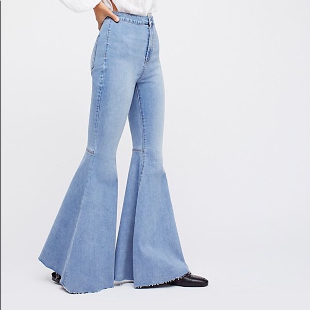 Boho Light Blue Denim Bell Bottoms